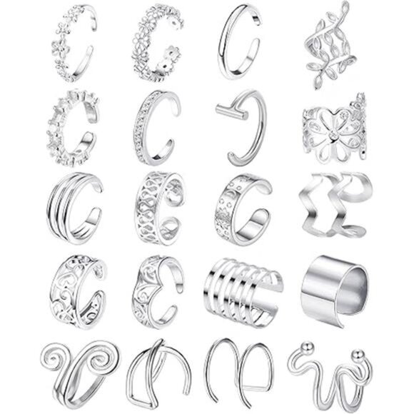 20Pcs Adjustable Ear Cuffs Earrings Set for Women Stainless Steel - Picture 7 of 7